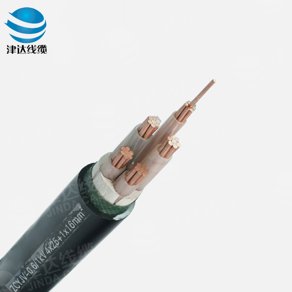 ZC-YJV 4*25+1*16銅芯交聯(lián)聚乙烯絕緣聚氯乙烯護套阻燃C類電力電纜